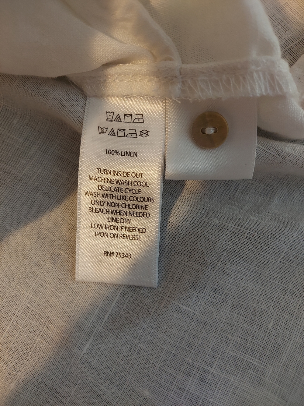 Sigrid Olsen White Linen Roll Tab Sleeve Button-Down Shirt - Picture 4 of 9